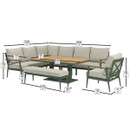 Bramblecrest RHS Wisley 9 Seater Aluminium Garden Furniture Corner Sofa Dining Set with Adjustable Table