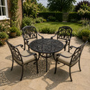 Bramblecrest Venice 4 Seater Aluminium Garden Furniture Dining Set with 2.5m Parasol & Base