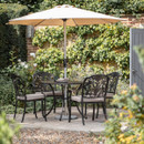 Bramblecrest Venice 4 Seater Aluminium Garden Furniture Dining Set with 2.5m Parasol & Base