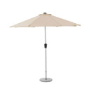 A stone coloured round parasol.