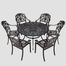 Bramblecrest Venice 6 Seater Aluminium Garden Furniture Dining Set with 3m Parasol & Base
