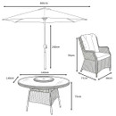 LG Outdoor Montpellier 6 Seater Rattan Garden Furniture Dining Set with Lazy Susan & 3m Parasol