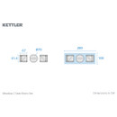 Overhead layout diagram of Kettler Meadow 2 seat bistro set showing space requirements and dimensions in centimetres.