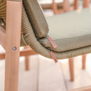 Close-up of Kettler branded cushion tags and rope frame detail on Meadow garden chair.