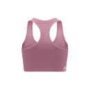 Mauve seamless racerback sports bra, back view on a white background.