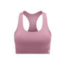 Mauve seamless racerback sports bra, front view on a white background.
