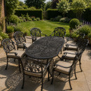 Bramblecrest Venice 8 Seater Aluminium Garden Furniture Dining Set with 3m Parasol & Base