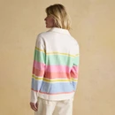 Back view of a pastel stripe long-sleeve top in soft cotton jersey.