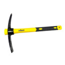 A yellow and black pickaxe with a pointed end and flat blade. The handle features a textured grip and the brand name printed near the head.