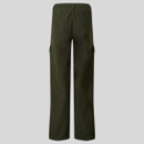 Children’s olive green outdoor trousers with elasticated waistband and straight-leg fit, shown from the back.