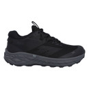 Side view of black Hi-Tec Fuse trail shoe showing lightweight mesh upper, V-Lite construction and cushioned midsole