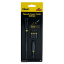 Packaging for a Rolson 5-piece Magnetic Impact Holder and Bit Set. Contains a long holder and four black bits with yellow accents on a black background.