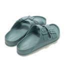 Rear view of Regatta Brooklyn slide sandals in ivy moss with moulded footbed and slip-on shape.