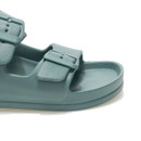 Close-up of Regatta Brooklyn slide sandal in ivy moss showing textured footbed and adjustable buckle straps.