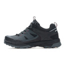 Inner side view of waterproof hiking shoe with mesh panels and cushioned sole.