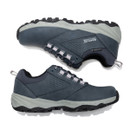 Pair of dark grey Regatta low walking shoes shown in side profile