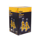 Two bright yellow jack stands with black details, labelled "3T" for three-ton capacity. They have sturdy triangular bases and adjustable support arms.