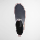 Top-down view of a Barbour navy Chelsea wellington boot showing cushioned interior and branded insole.