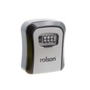 Silver and black combination lock box with the brand name "rolson" printed on the front. The box features a four-digit combination dial.