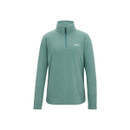 Product-only front view of the ivy green long-sleeve half-zip fleece with high neck, on a white background.