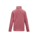 Product-only back view of the pink long-sleeve fleece top with a high collar.