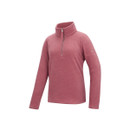 Product-only three-quarter front view of the pink long-sleeve half-zip fleece top.