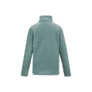 Product-only back view of the ivy green long-sleeve fleece top with a stand collar.