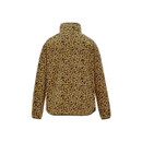 Back view of the tan leopard print half-zip fleece on a plain background.