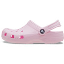 Side view of a light pink Crocs Classic Clog with raised heel strap and breathable perforated design.