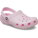 Light pink Crocs Classic Clog featuring perforated upper and textured sole, displayed from a side-front angle.