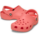 Guava pink Crocs Classic Clog with ventilation holes and adjustable heel strap, shown at a three-quarter front angle on a white background.