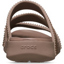 Rear view of latte brown Crocs platform sandals showing raised heel and embossed Crocs branding.