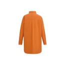Orange long-sleeve button-through shirt shown flat, back view.