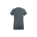 Back view of the women’s slate-grey T-shirt on a white background, showing a plain back.