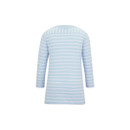 Back view of women’s skyway blue and white striped long-sleeve t-shirt.