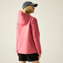 Back view of women’s slate rose hooded waterproof jacket.