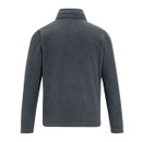 Grey fleece jacket shown from the back, featuring long sleeves and a high collar. The soft fabric suggests warmth and comfort.