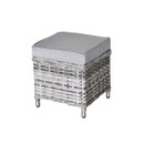 Grey rattan garden footstool with padded grey cushion from Florida outdoor furniture range