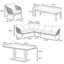 Bramblecrest Helsinki 8 Seater Rope Garden Furniture Corner Sofa Dining Set with Adjustable Table