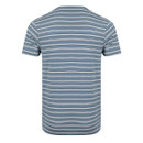 Back flat-lay view of the blue striped short-sleeve T-shirt on a white background.