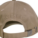 Back view of stone-coloured twill cap showing “WEIRD FISH” embroidery and adjustable strap.
