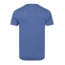 Back view of the same blue crew neck T-shirt with a plain design and no visible graphics, shown on a plain white background.
