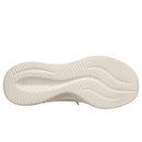 The image shows the beige sole of a shoe with the brand name "Skechers" embossed. It features a wavy tread pattern for grip and flexibility.