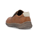 Back view of a brown casual shoe with light heel tab and chunky brown sole.