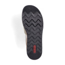 Sole view of the sandal, showing the zig-zag tread pattern and brand logo detail in the centre.