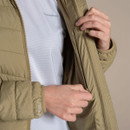 Detail shot of the inside zip and stitching on an olive green Craghoppers jacket, showing the inner lining and zip tape.