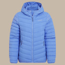 Front view of blue Craghoppers hooded packaway insulated jacket on plain background.