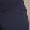 Close-up of navy women’s outdoor trousers showing Craghoppers embroidered logo and rear zip pocket.