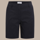 Product-only image of black women’s walking shorts on plain background.