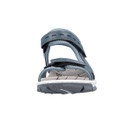 Front view of blue Rieker sandal with two adjustable touch-fastening straps.